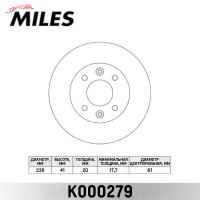 Диск тормозной передний MILES K000279 (TRW DF1016)