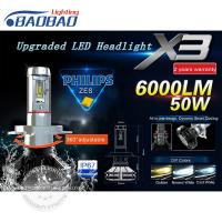 Лампа светодиодная X3 H1 50Вт 6000lm головного света с радиаторами 2 шт.